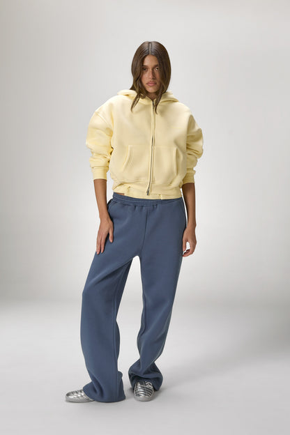 Trademark Shrunken Zip Up Hoodie in Butter Yellow