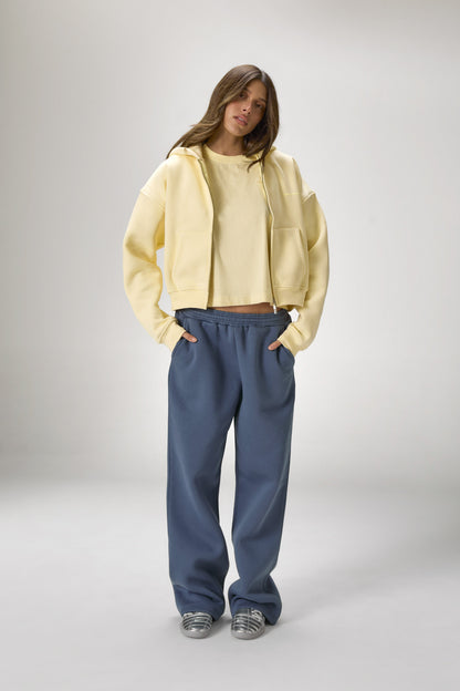 Trademark Shrunken Zip Up Hoodie in Butter Yellow